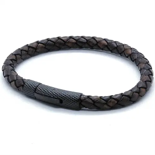 Sort Elian Læderarmbånd Lux Black Brown - Armbånd