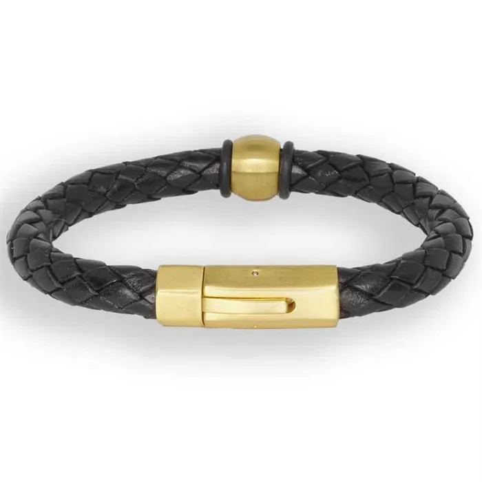 Sort Golden Deluxe Læderarmbånd - Armbånd