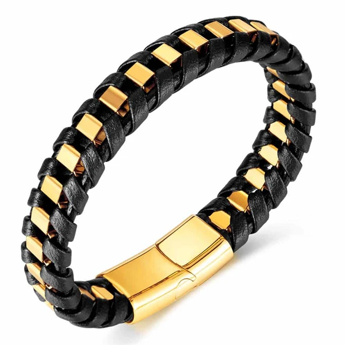 Gold Nizal Armbånd Stål Fiberlæder - Armbånd