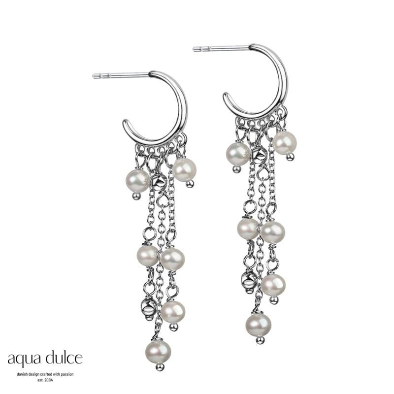 Wendy Pearl Hoop Silver - Aqua Dulce Øreringe  - 5740013845902