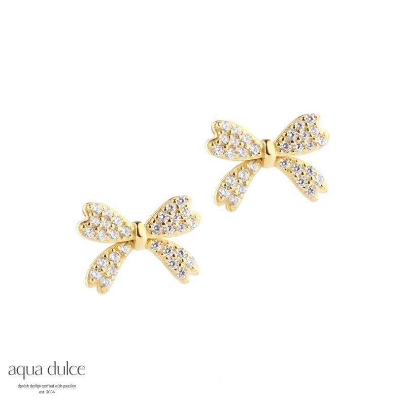 Big Darling Bow Golden - Aqua Dulce Øreringe  - 5740013858056