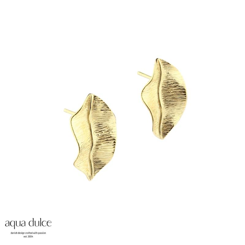 Cherry Leaf Big Earstud Golden - Aqua Dulce Øreringe  - 5740013854560
