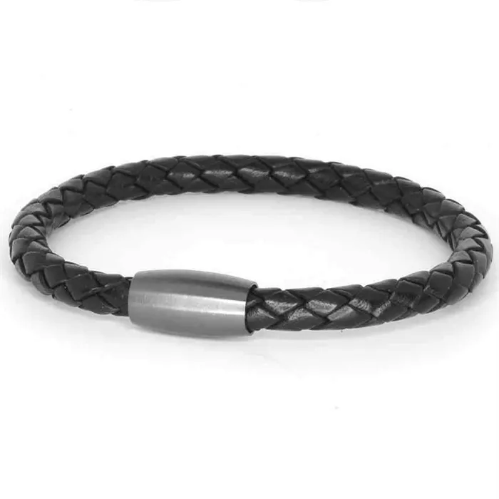 Læderbolo Armbånd Med Magnetlås - Armbånd