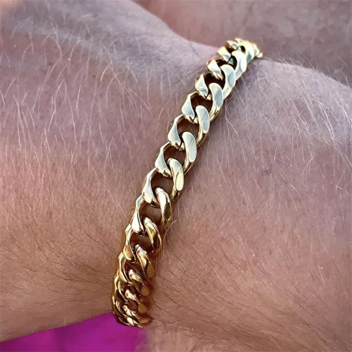 Forgyldt Link Armbånd Rustfri Stål 7mm Bred - Armbånd