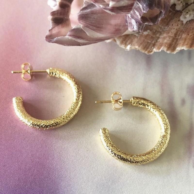 Friihof Siig Guldbelagt Macy Brushed Creol Stor - Friihof + Siig Øreringe