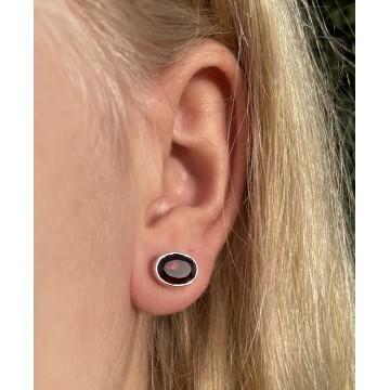 Oval Facet Granat øreringe Godkarmashop - Christian Emig Øreringe