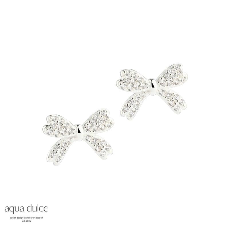 Big Darling Bow Silver - Aqua Dulce Øreringe  - 5740013858049
