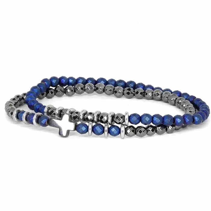 Lolee Armbånd Hamatit Perler Blå Facet Blank - Armbånd