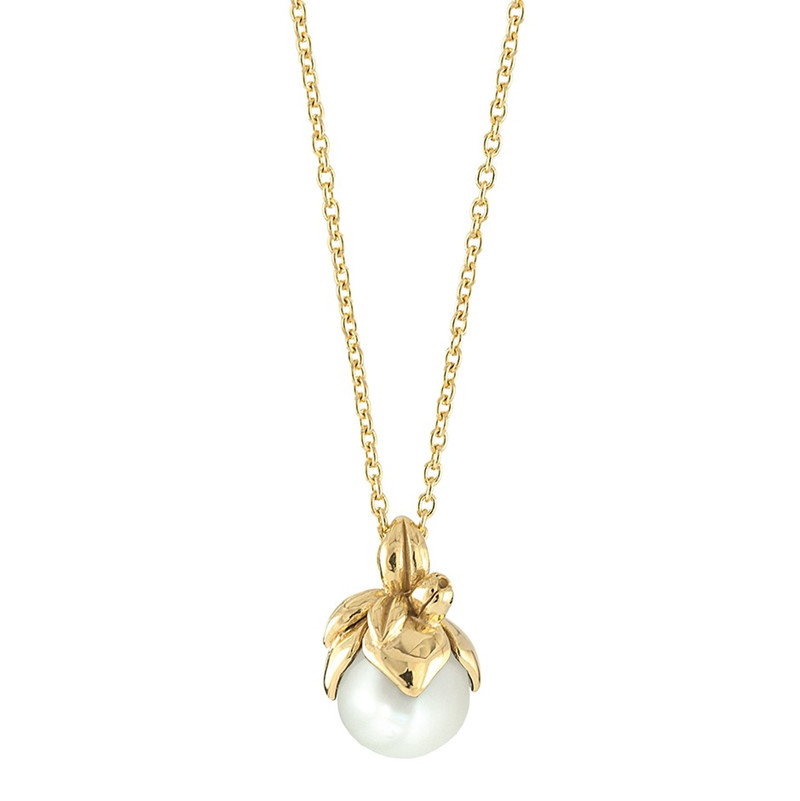 Hvid Rabinovich Halskæde Forgyldt Sølv Med Perle Inner Secret - Rabinovich Halskæder