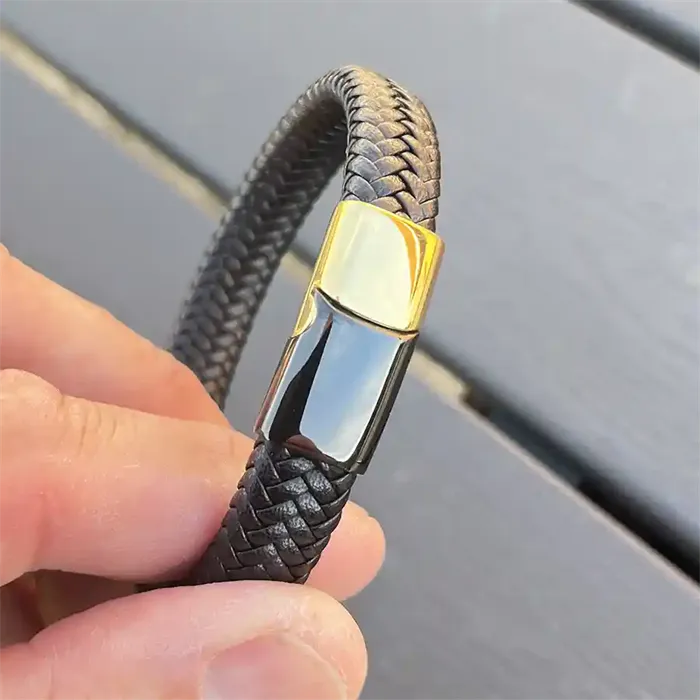 Sort Major Black And Gold Fiberlæder - Armbånd