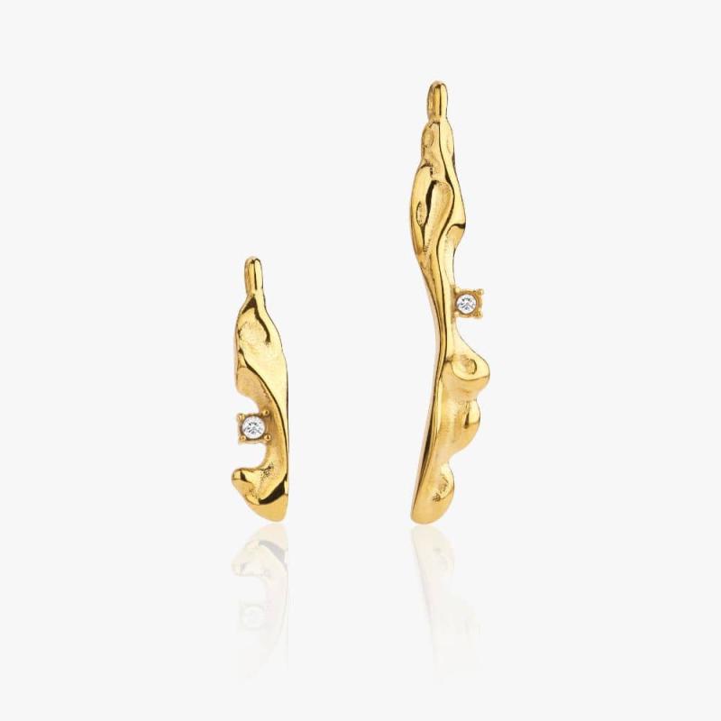 Tekstur Krystal Asymmetriske 18k Guldbelagt - Øreringe