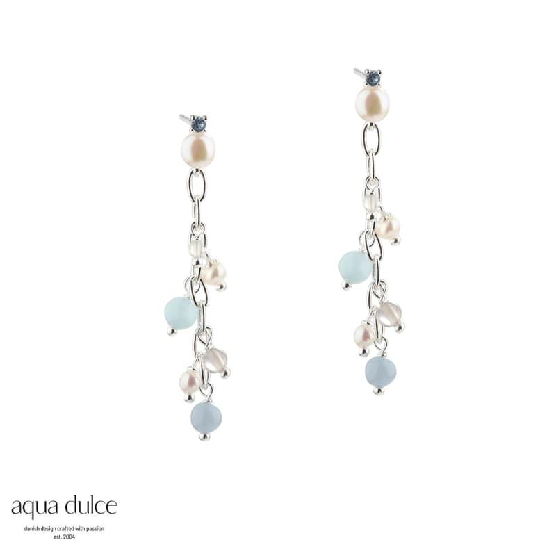 Sky Blue Chain Earring Silver - Aqua Dulce Øreringe  - 5740013856441