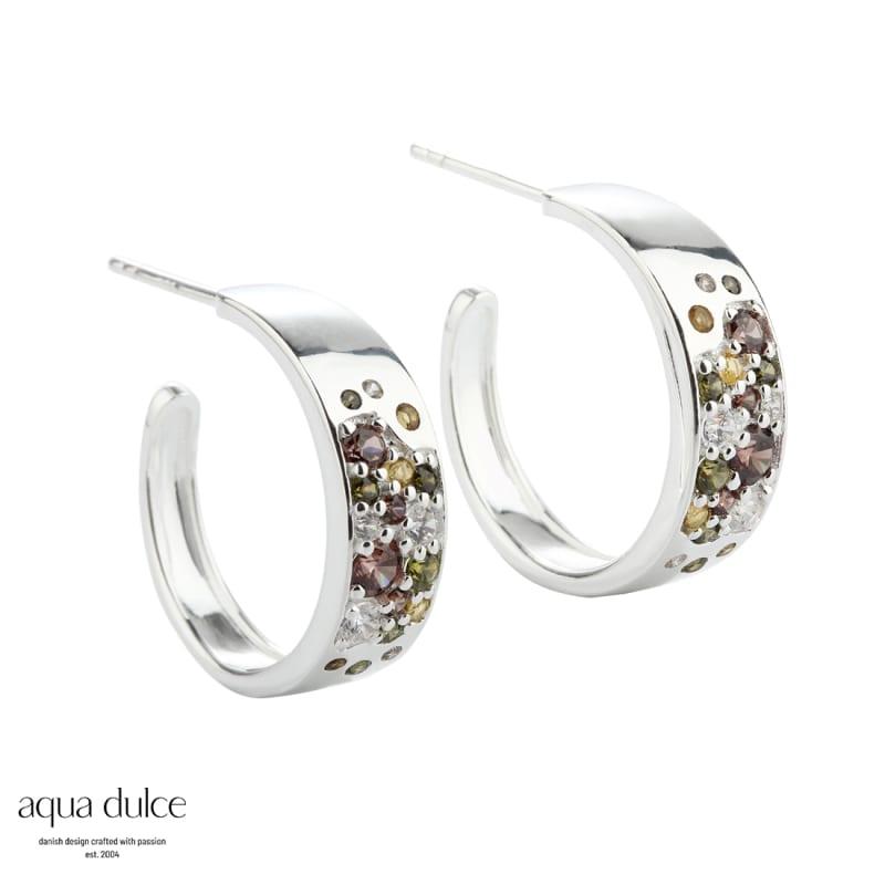 Olive Stardust Hoop Silver - Aqua Dulce Øreringe  - 5740013852122