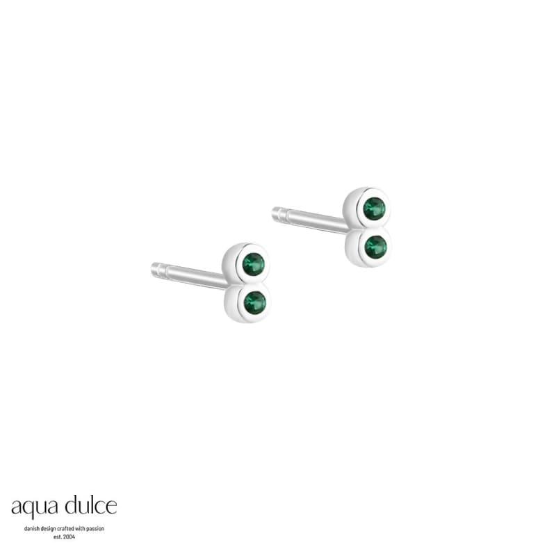 Grøn Tiny Green Earstud Silver - Aqua Dulce Øreringe  - 5740013854379