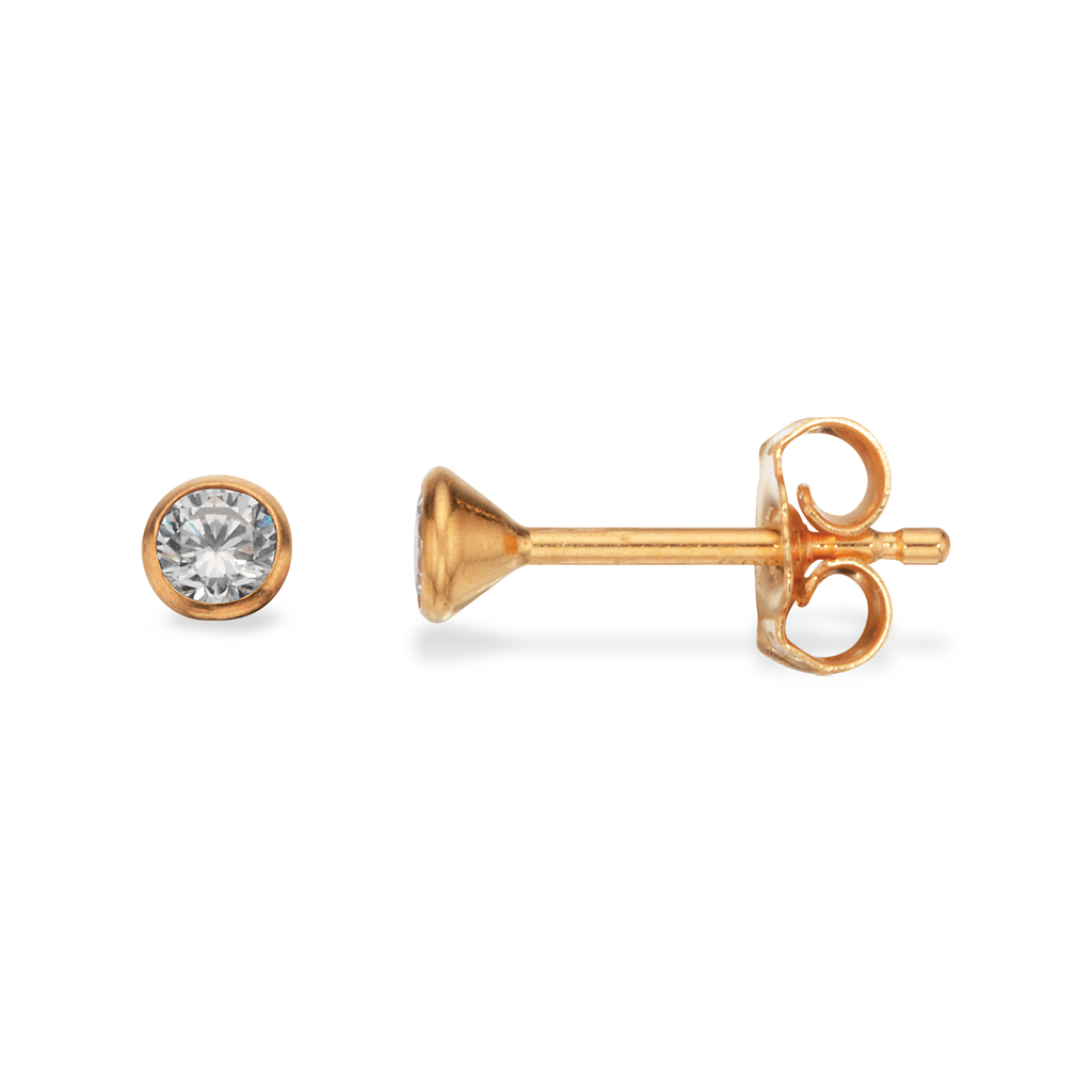 Scrouples Karat Guld ørestikker Med Zirkonia Sten 5mm 112023 - Scrouples Øreringe  - 1233690096889