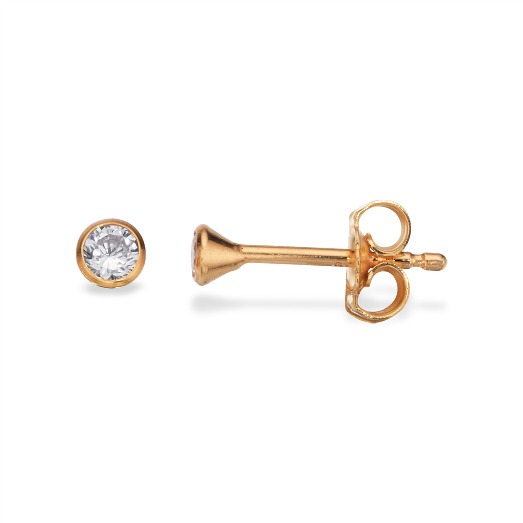 Scrouples Karat Guld ørestikker Med Sten 3mm 112033 - Scrouples Øreringe  - 1233690096896