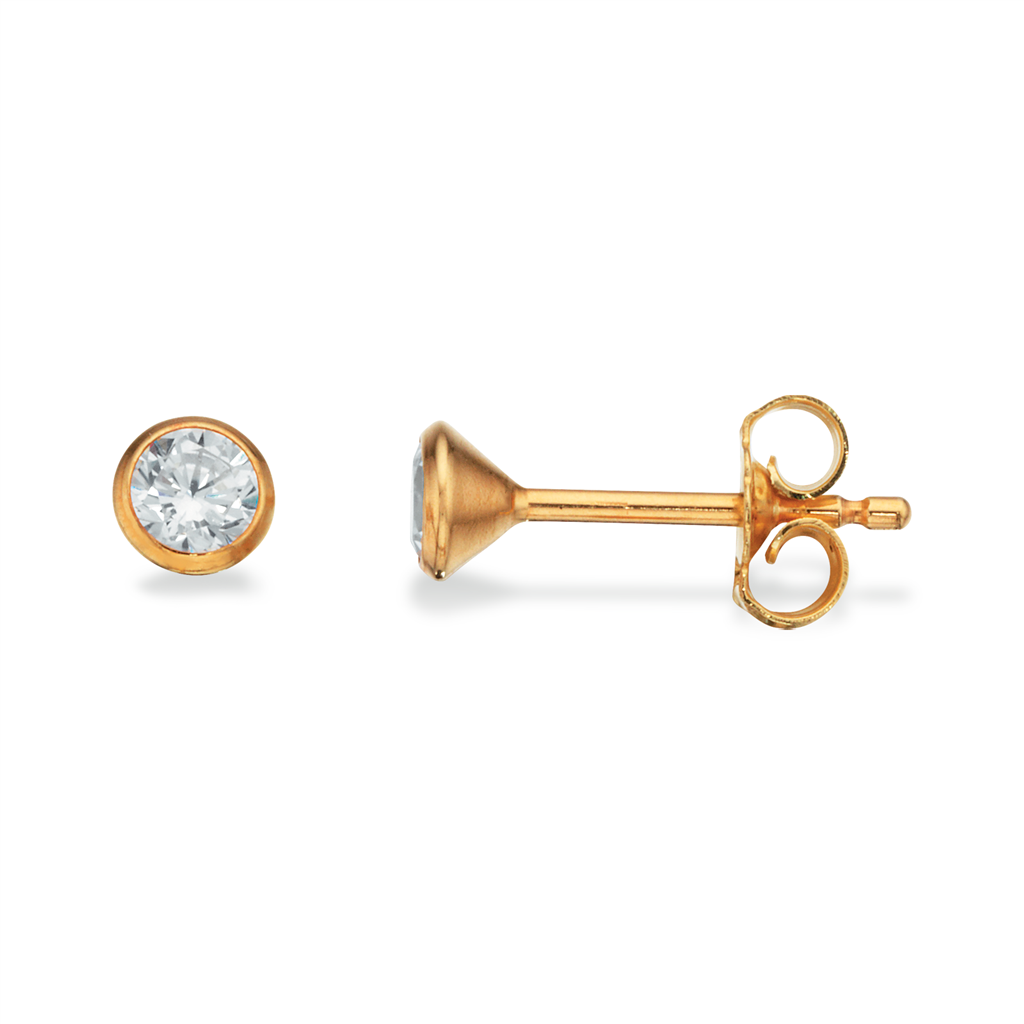 Scrouples 8kt Guld øreringe Med Zirkonia Sten 5mm 112043 - Scrouples Øreringe  - 1233690125626