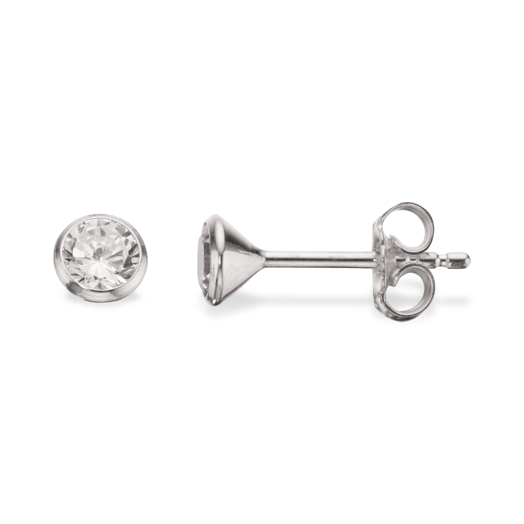 Scrouples Sølv øreringe Med Klare Zirkonia Sten 4mm 112052 - Scrouples Øreringe  - 1233690069906