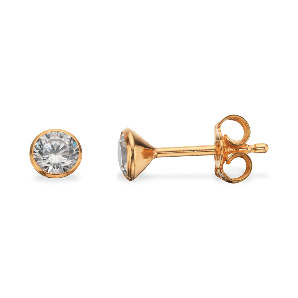 Scrouples Sølv Forgyldte øreringe Med Zirkonia 4mm 112052fg - Scrouples Øreringe  - 1233690069920