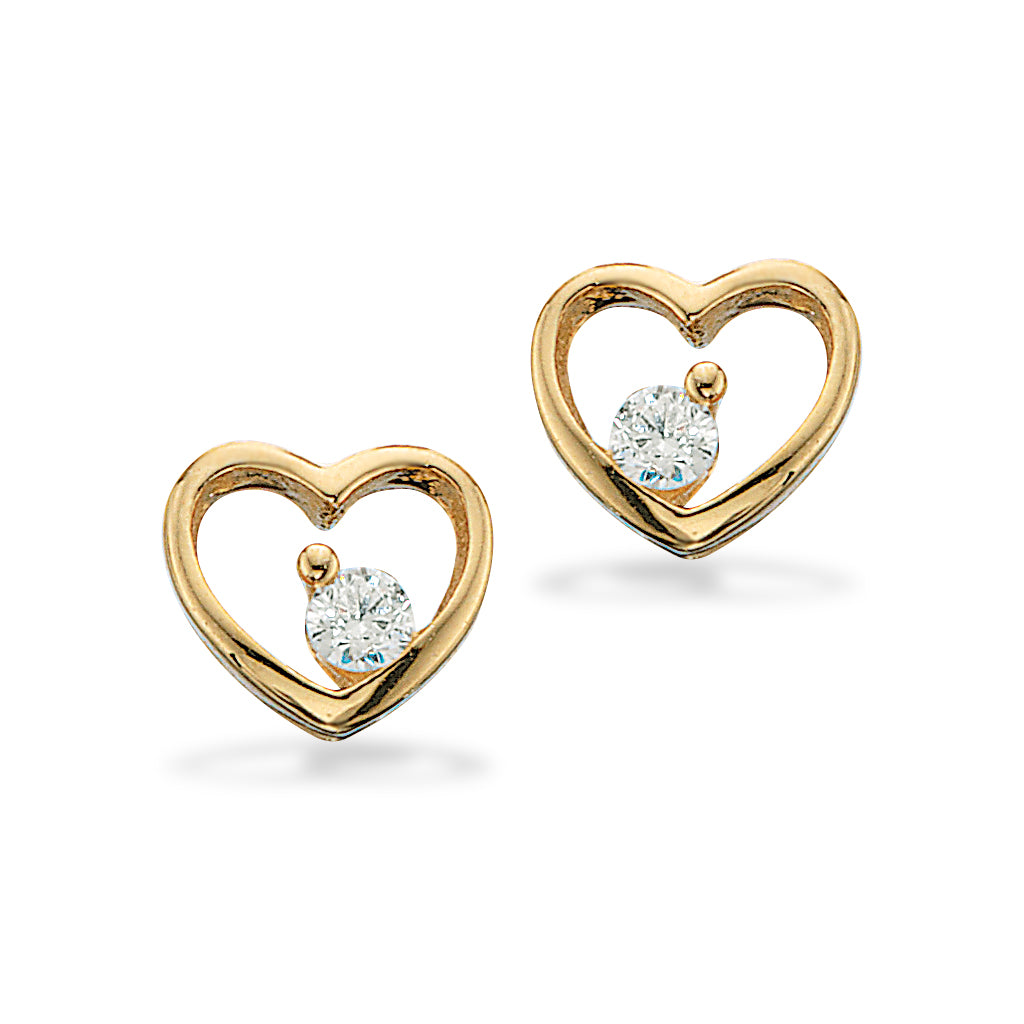 Scrouples 8kt Guld Hjerte ørestikker Med Sten 117983 - Scrouples Øreringe  - 1233690189253