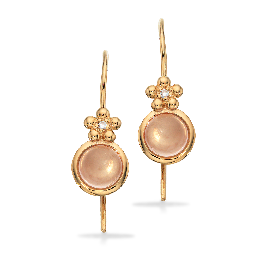 Rosa Scrouples Karat Guld Med Kvarts 118375 - Scrouples Øreringe  - 1233690096582