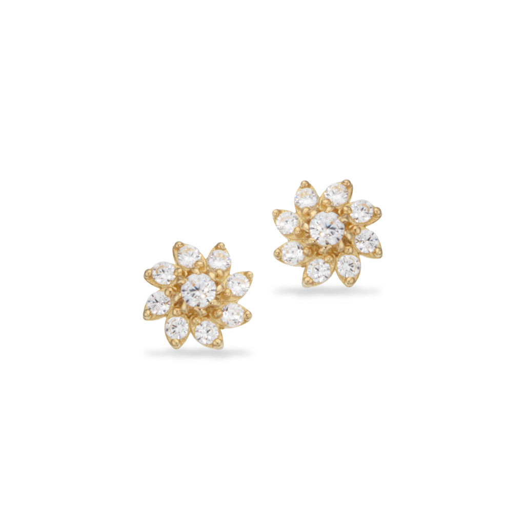 Scrouples Guld ørering Med Blomst Små Sten 122563 - Scrouples Øreringe  - 1233690197654