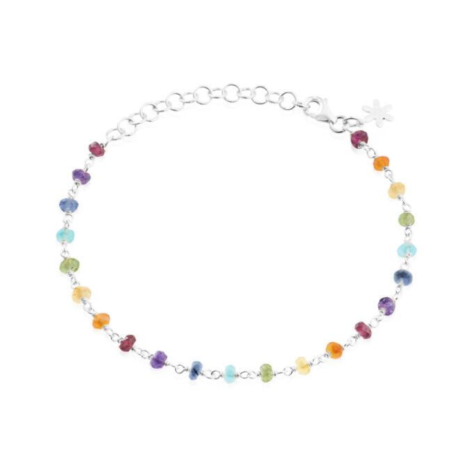Susanne Friis Bjørner Armbånd Sfb Sølv Armbånd Med Farvede Sten Regnbue Farver 1433 556 - Armbånd  - 1233690154626