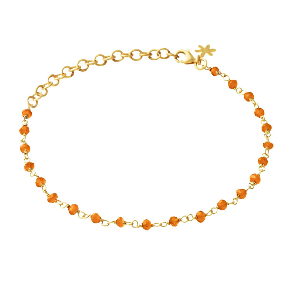 Susanne Friis Bjørner Armbånd Sfb Sølv Forgyldt Armbånd Med Orange Karneol 1433 114 - Armbånd