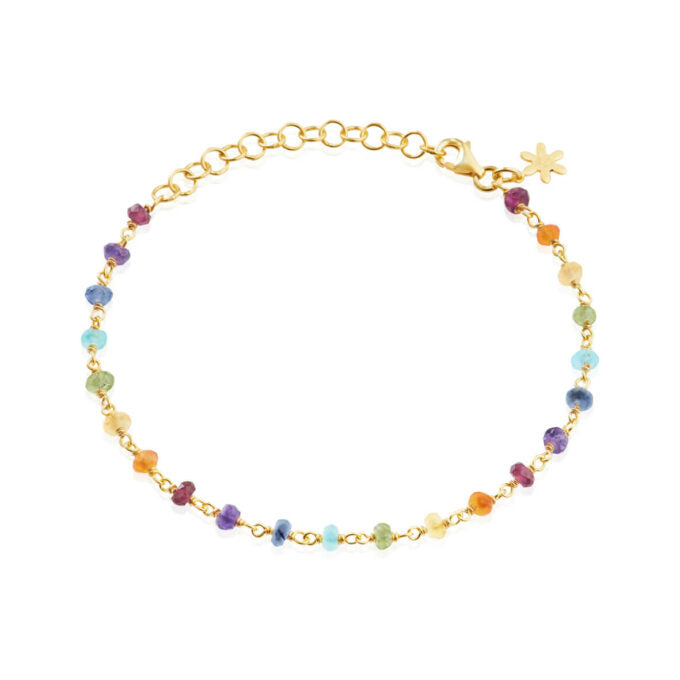 Susanne Friis Bjørner Armbånd Sfb Guldbelagt Sølv Armbånd Med Multifarvede Sten 1433 556 - Armbånd  - 1233690207438