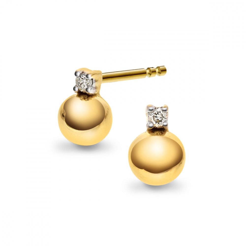 Arne Nordlie 14kt Kugle ørestikker Med Diamant 53416 - Arne Nordlie Øreringe