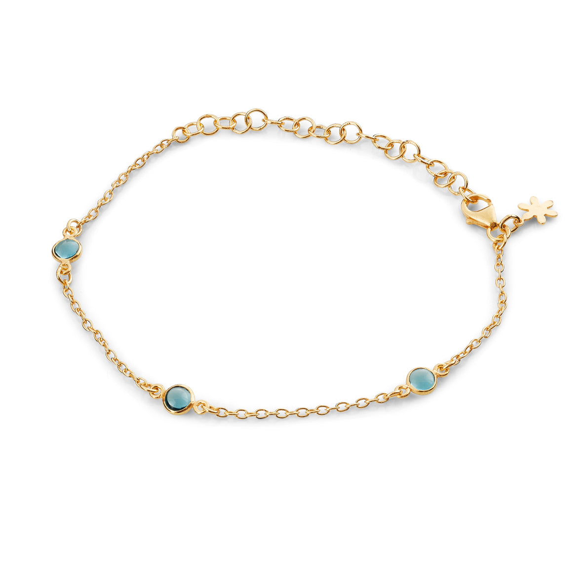 Susanne Friis Bjørner Armbånd Sfb Sølv Forgyldt Armbånd Med Blå Krystal 1585 174 - Armbånd  - 1233690067766
