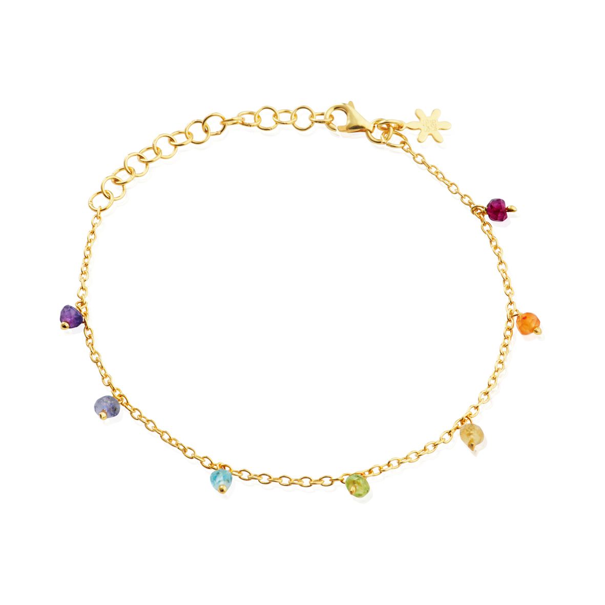 Susanne Friis Bjørner Armbånd Sfb Guldbelagt Sølv Armbånd Med Sten Renbuens Farver 1868 556 - Armbånd  - 1233690120270