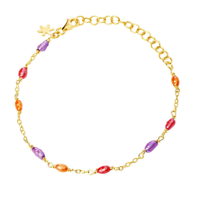 Susanne Friis Bjørner Armbånd Sfb Forgyldt Sølv Armbånd Med Farvede Ferskvandsperler 1879 - Armbånd  - 1233690200842