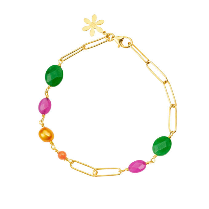 Susanne Friis Bjørner Armbånd Sfb Sølv Forgyldt Armbånd Med Perler Sten 1888 581 - Armbånd  - 1233690186641