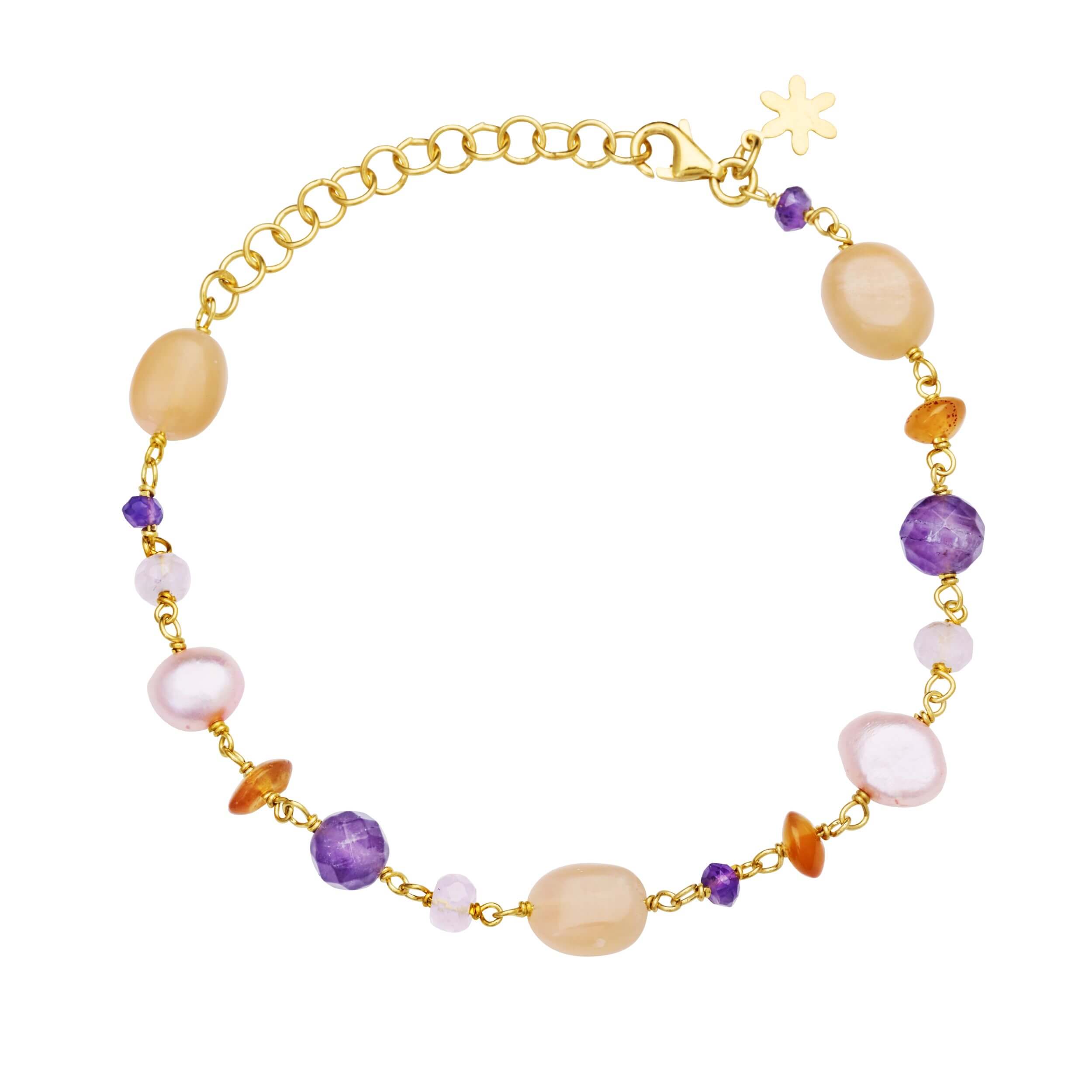 Susanne Friis Bjørner Armbånd Sfb Sølv Forgyldt Armbånd Med Sten Perler Farver 1901 602 - Armbånd  - 1233690228075