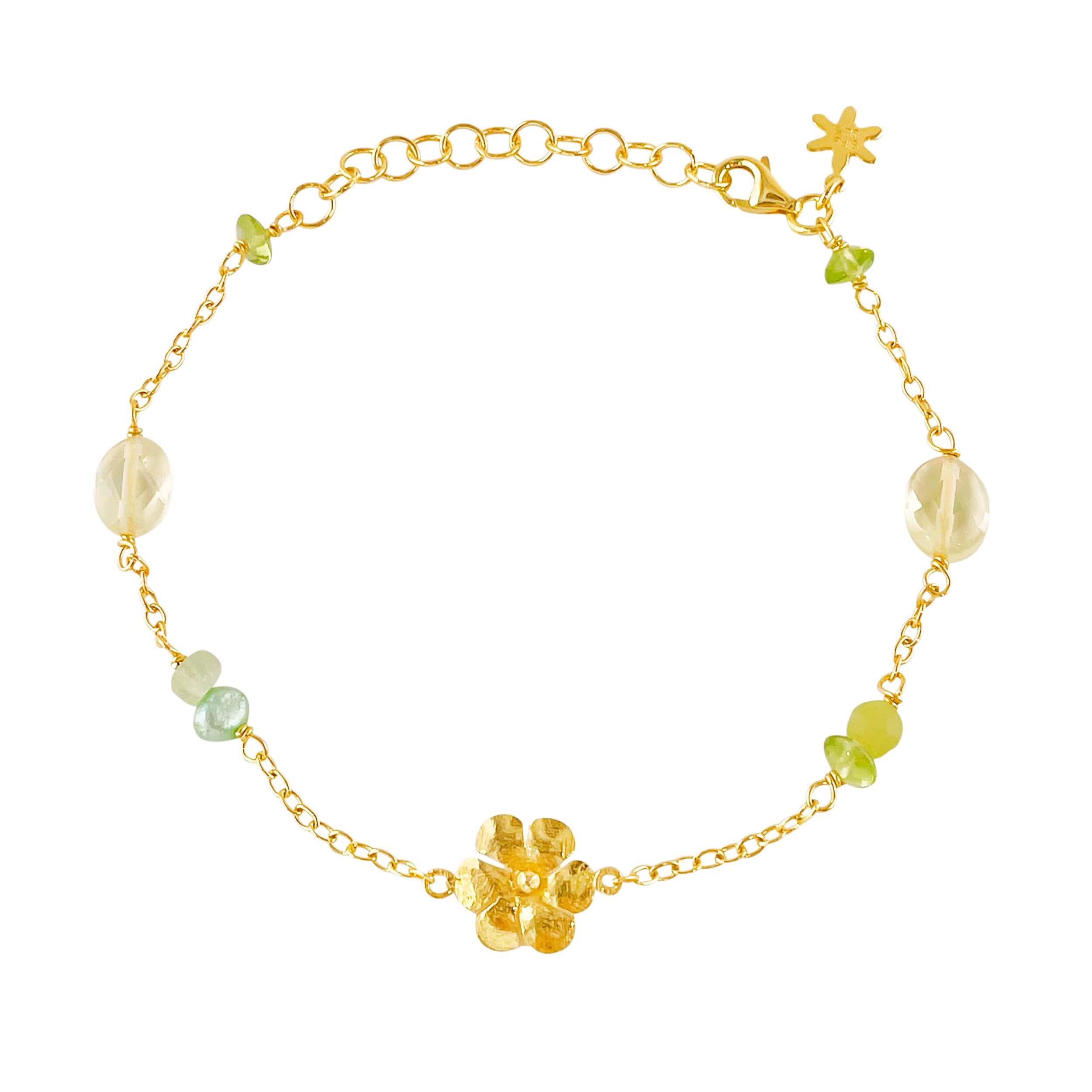 Susanne Friis Bjørner Armbånd Sfb Sølv Forgyldt Armbånd Med ægte Sten Blomst 1942 616 - Armbånd