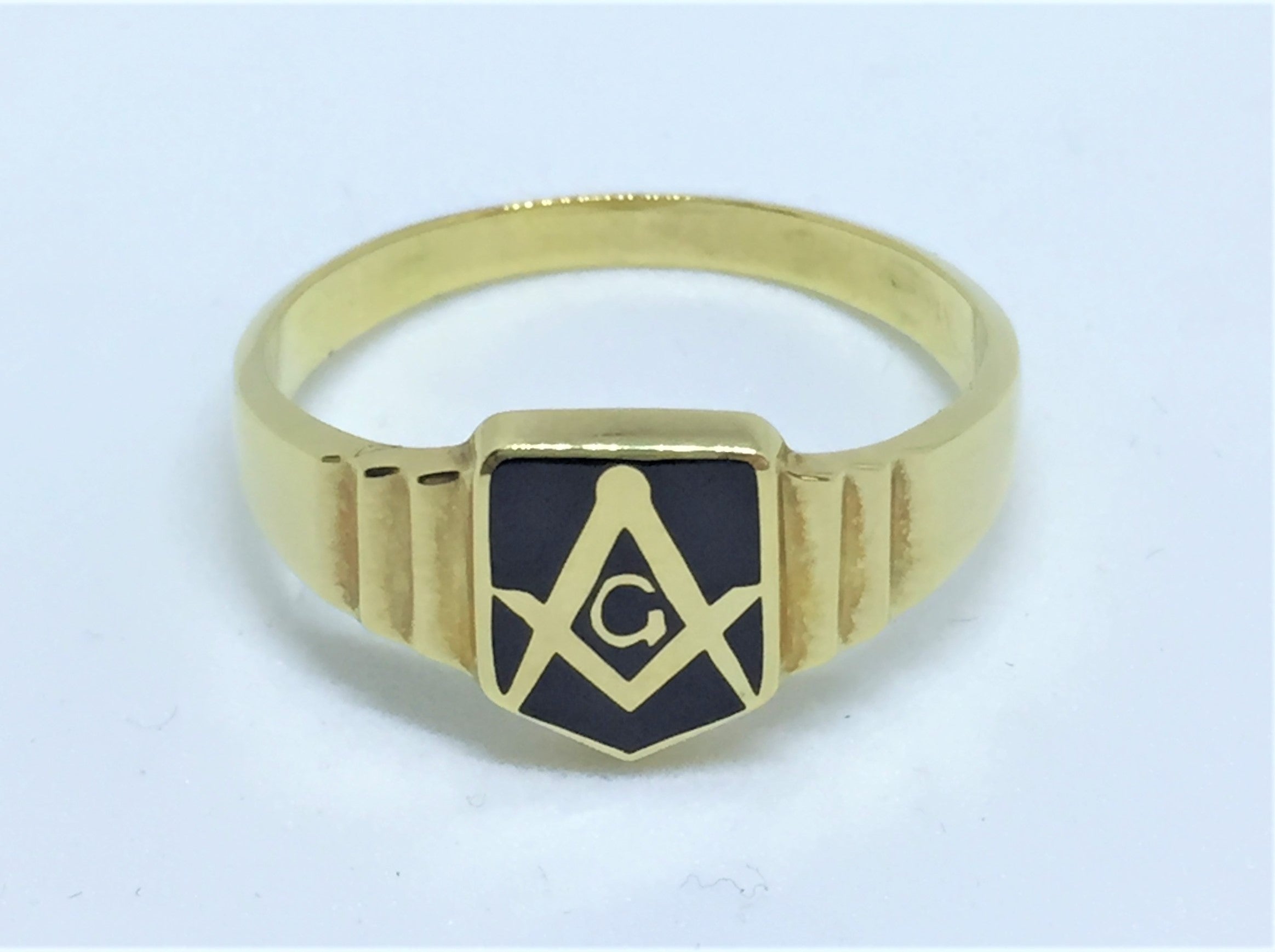 Sort Frimurer Ring Ring Med Vinkel Passer Eller Blå Emalje - Frimurer Fingerringe  - 1233690006505