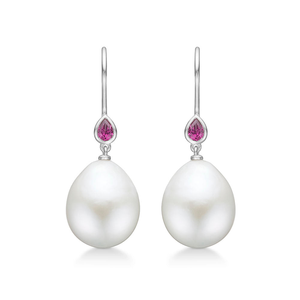 Mads Outlet Madsz Teardrop Sølv øreringe Med Perle Granat 2116072 - Mads Z Øreringe  - 1233690148861