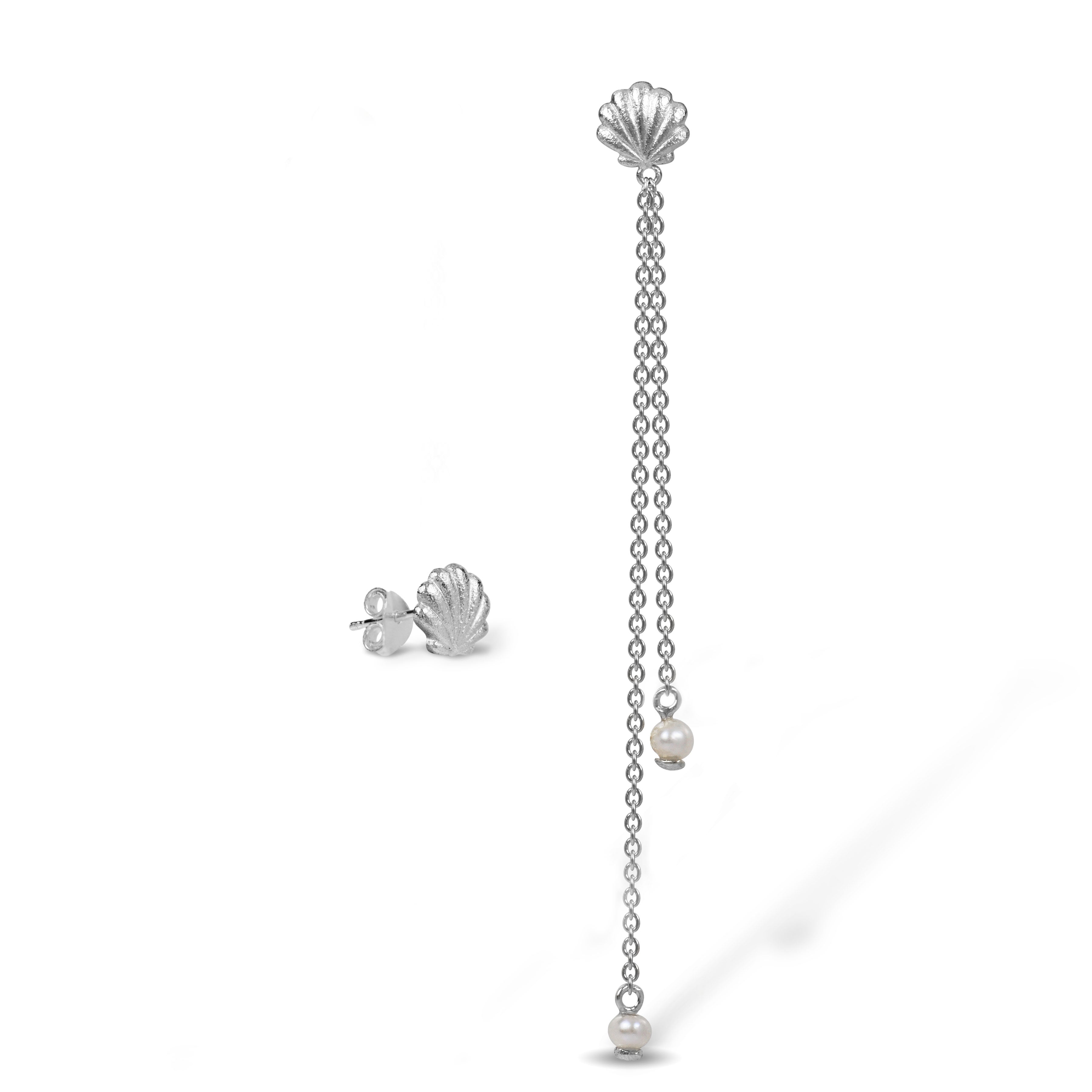 Blossom Sey Shell øreringe Sølv Med Musling Perler 21981666 - Blossom Øreringe  - 1233690228419