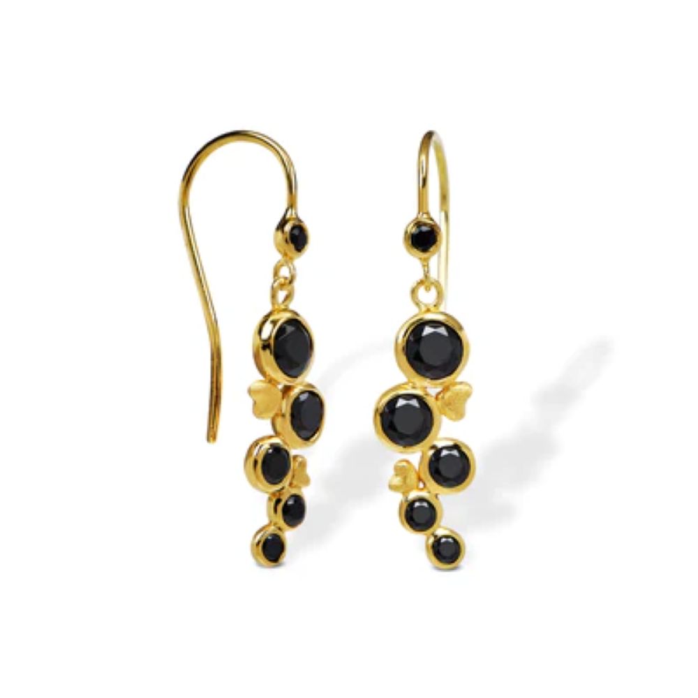 Blossom Radiance Midtnight Forgyldte øreringe Med Sorte Sten 23971637 - Blossom Øreringe