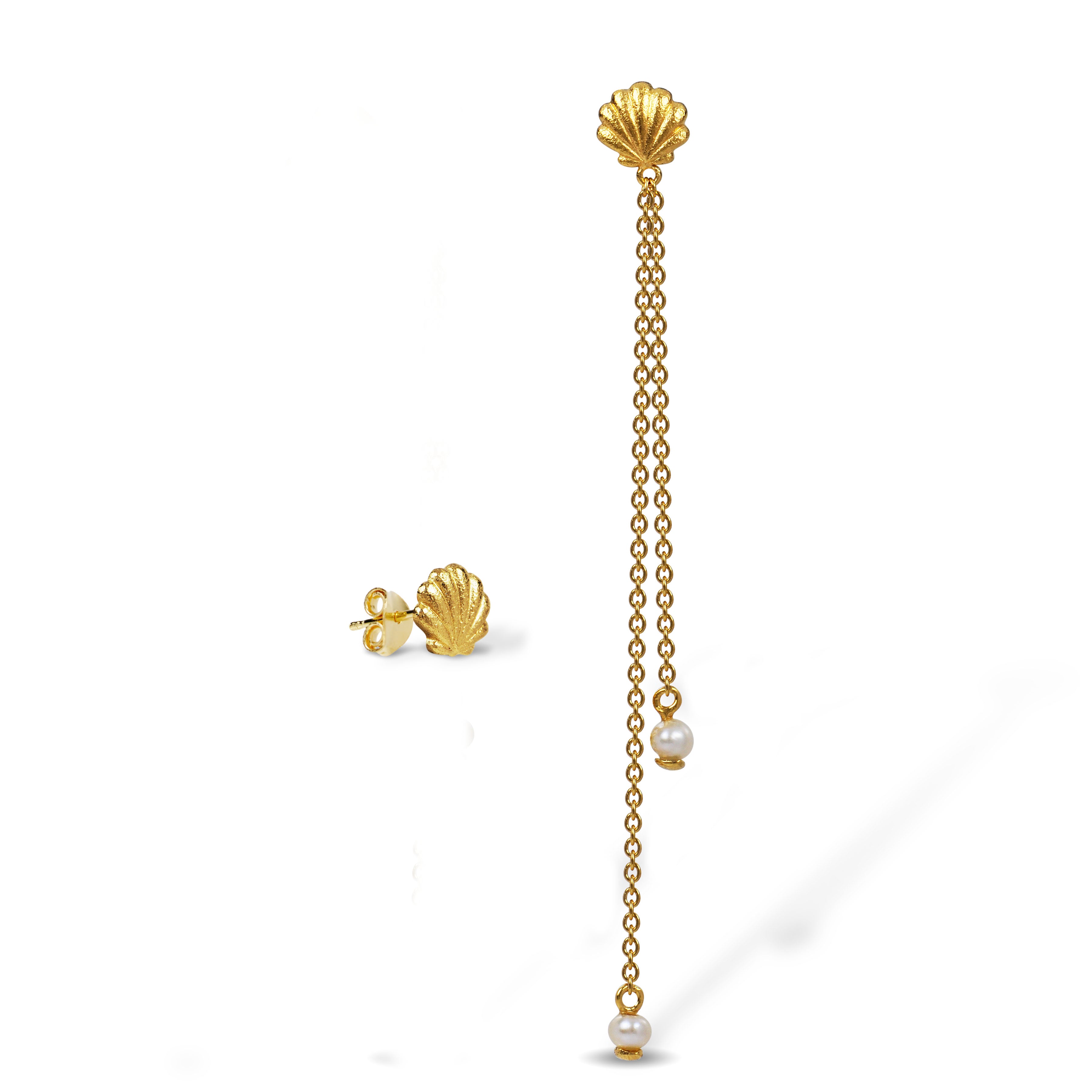 Blossom Sey Shell Sølv Forgyldt øreringe Med Musling Perler 23981666 - Blossom Øreringe  - 1233690228433