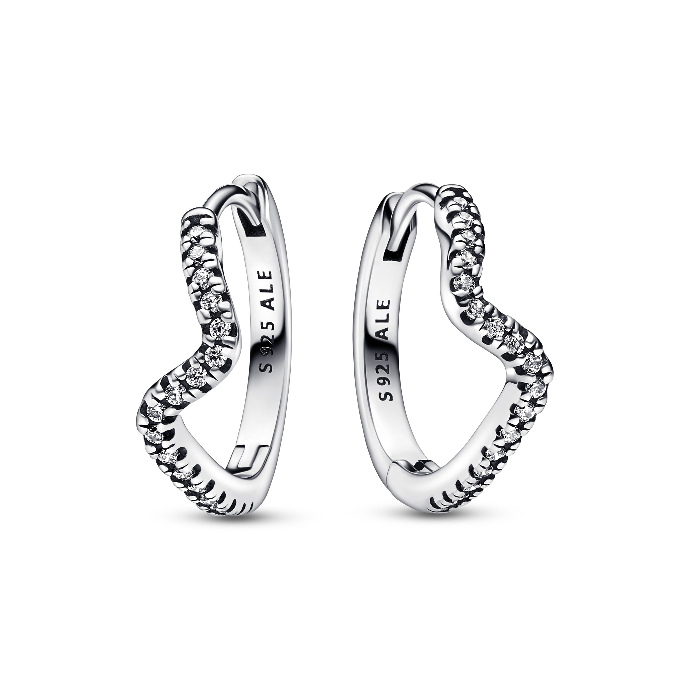 Pandora Funklende Sølv Wave Creoler 292545c01 - Pandora Øreringe  - 1233690192703