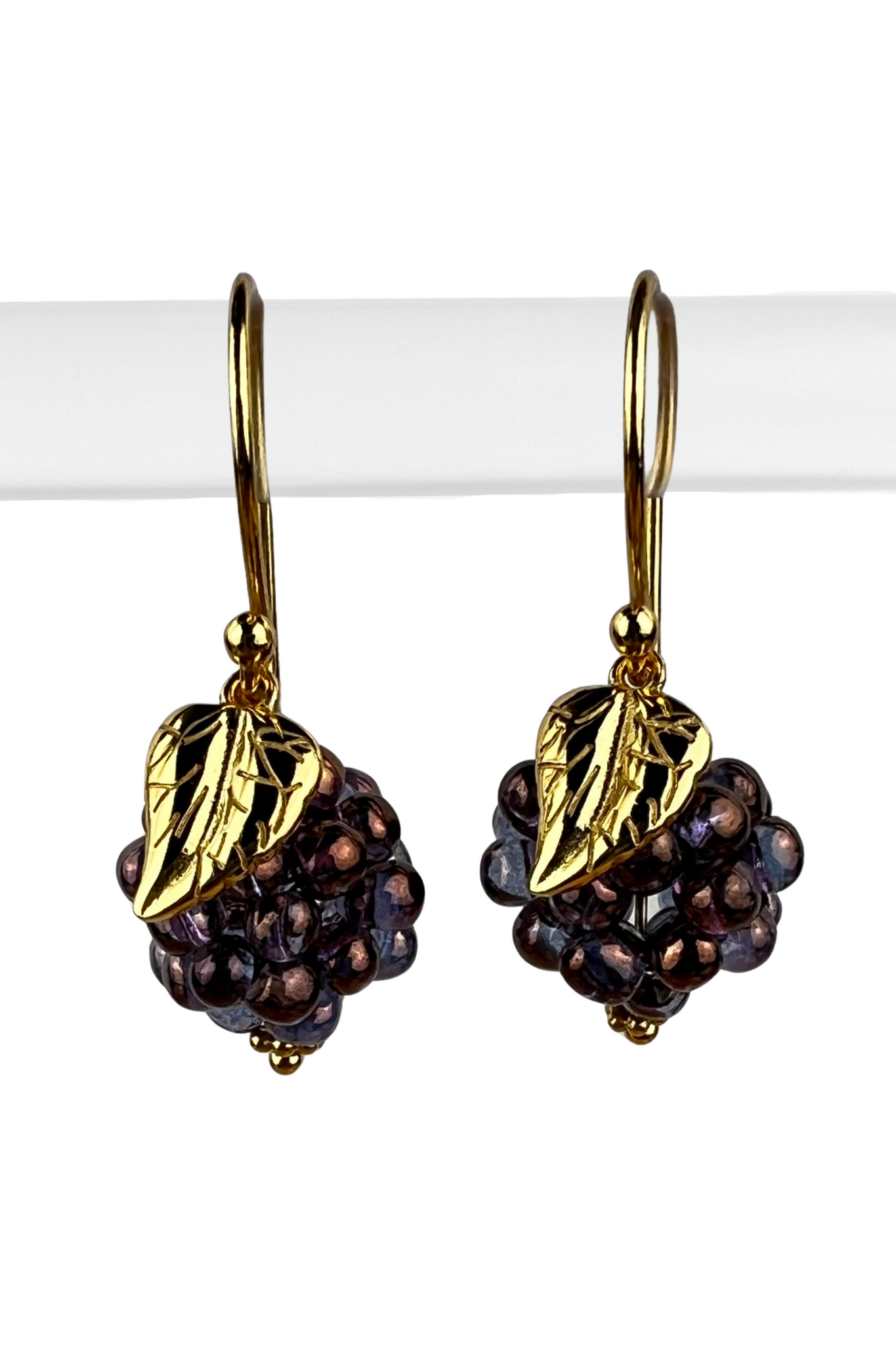 Håndlavede ørering Changerende Farver Violet Gylden Brun - Parol Øreringe