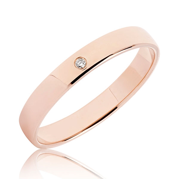 Rosa Bartoli Classic Vielsesring Guld Med Diamant - Vielsesringe