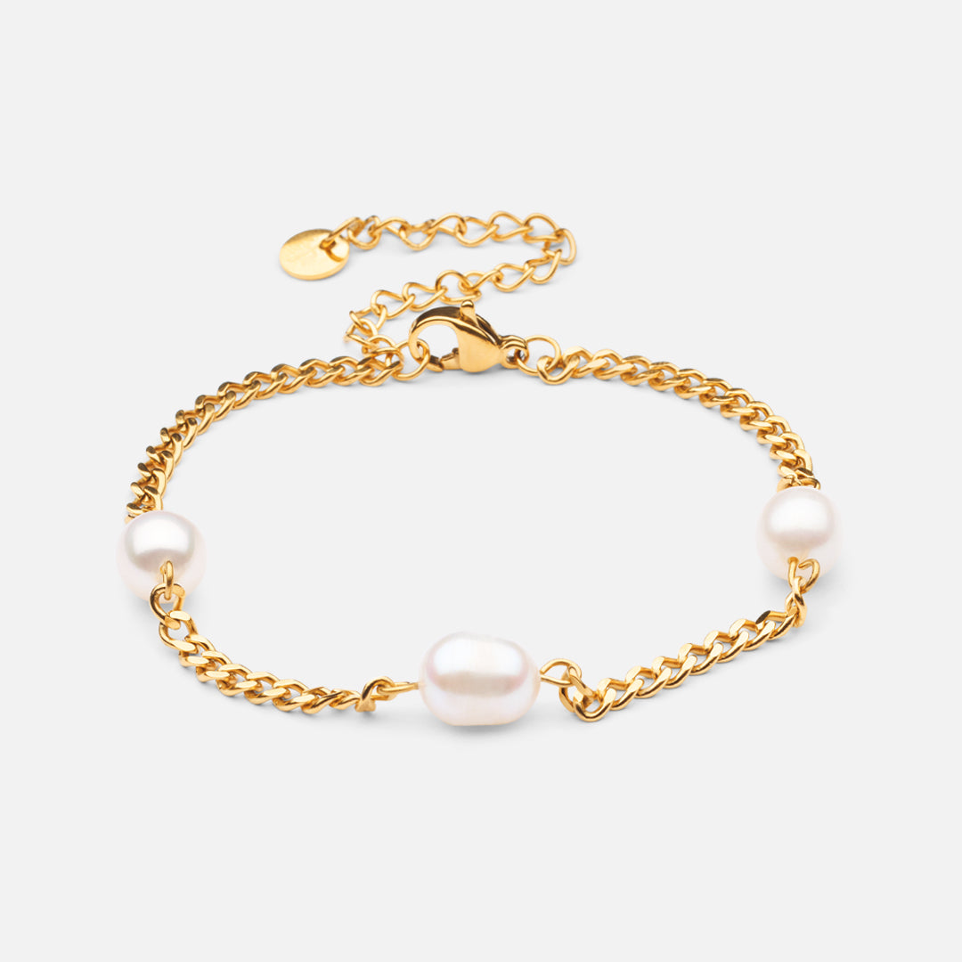 Panser Facet Perlearmbånd 18k Guldbelagt 3mm - Josephine Nord Armbånd