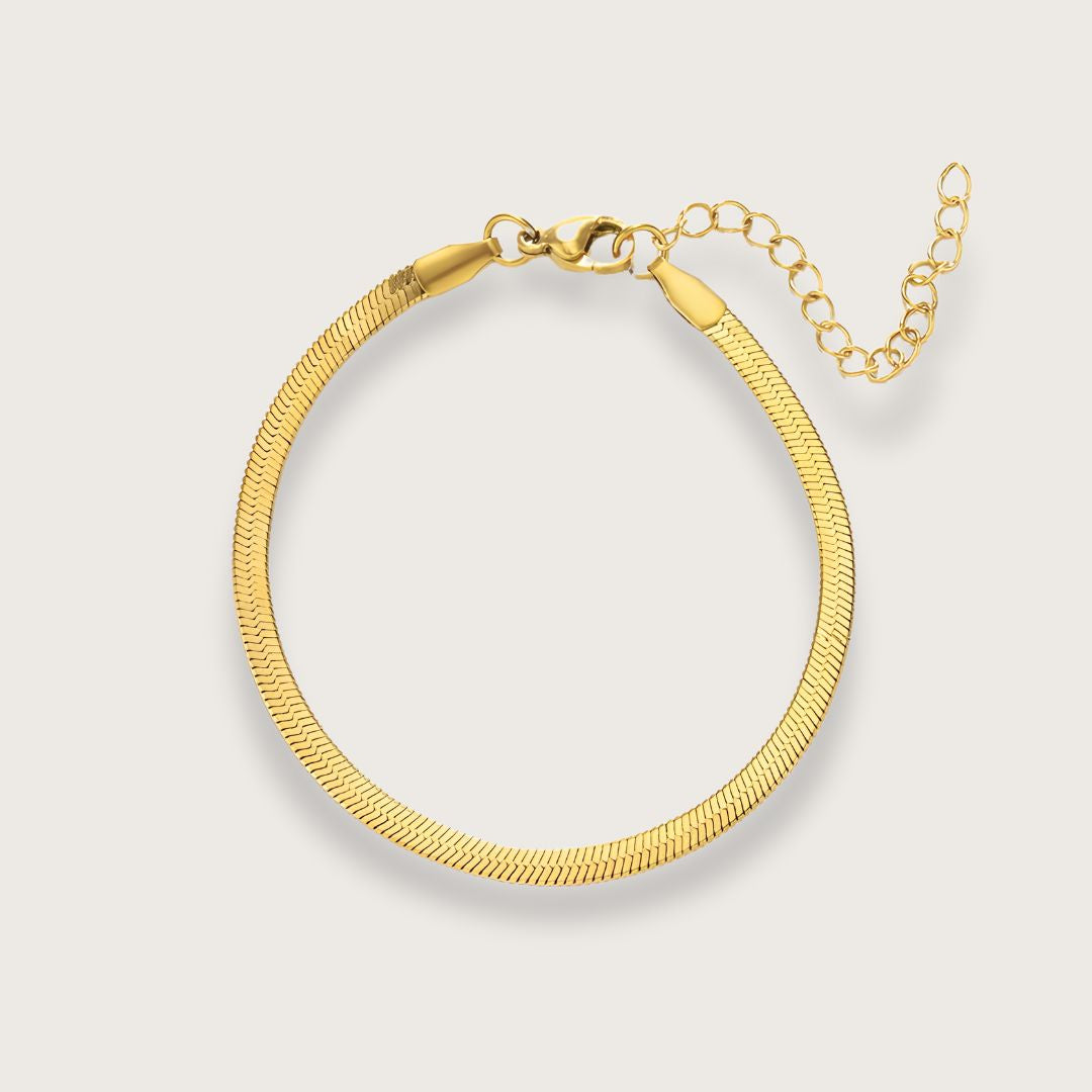Zo Flat Snake Chain Armbånd 3mm Guldbelagt - Chant Du Matin Armbånd