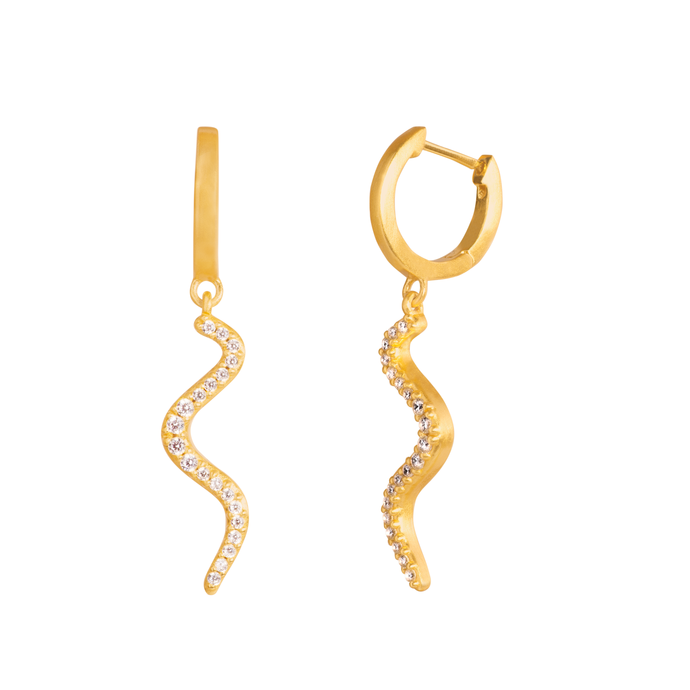 Bybiehl Wave Sparkle Hoop 14kt Guldbelagt Sølv 028a - Bybiehl Øreringe  - 1233690200408