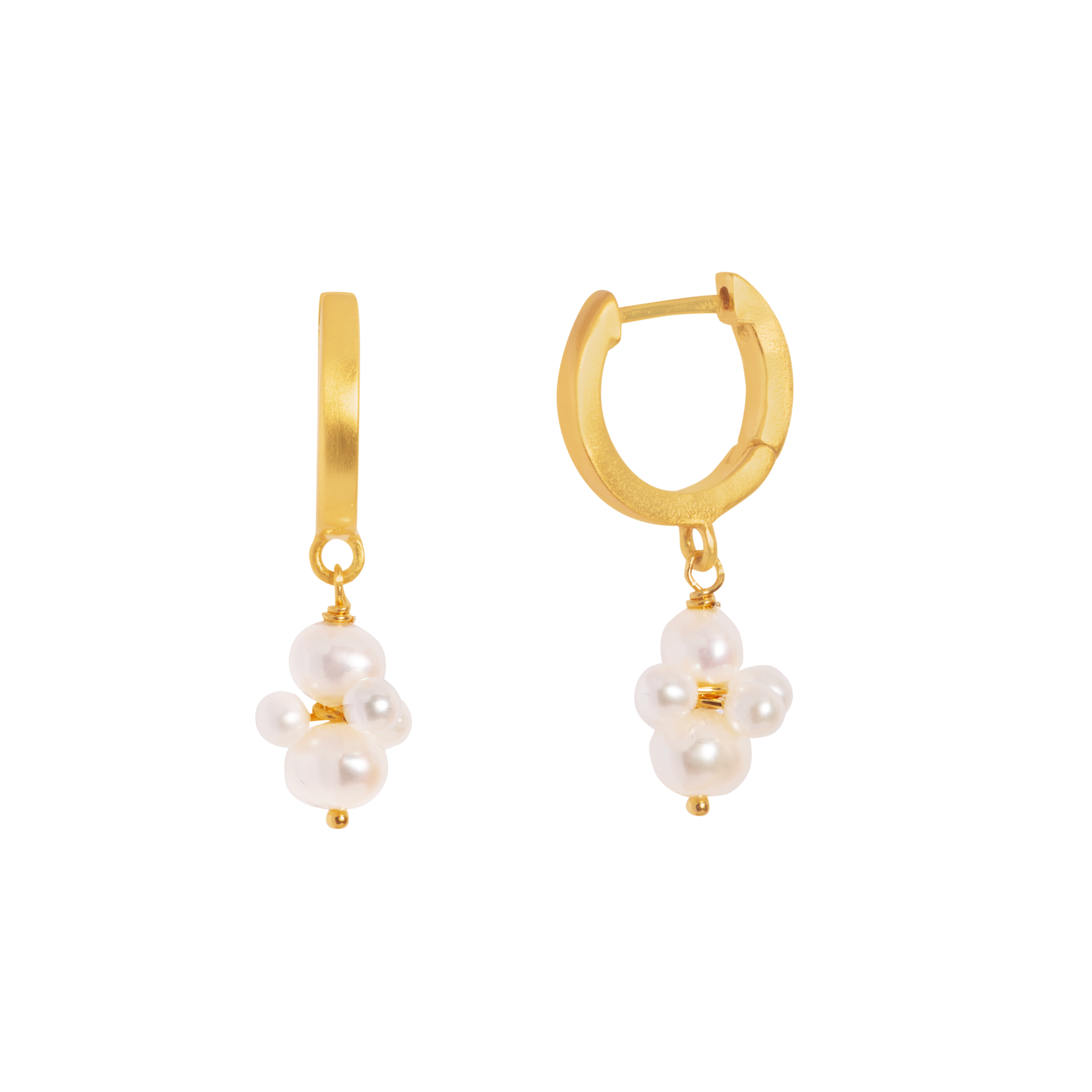 Bybiehl Pearl Cluster øre Hoops Guldbelagt Sølv 1510wp - Bybiehl Øreringe  - 1233690202587