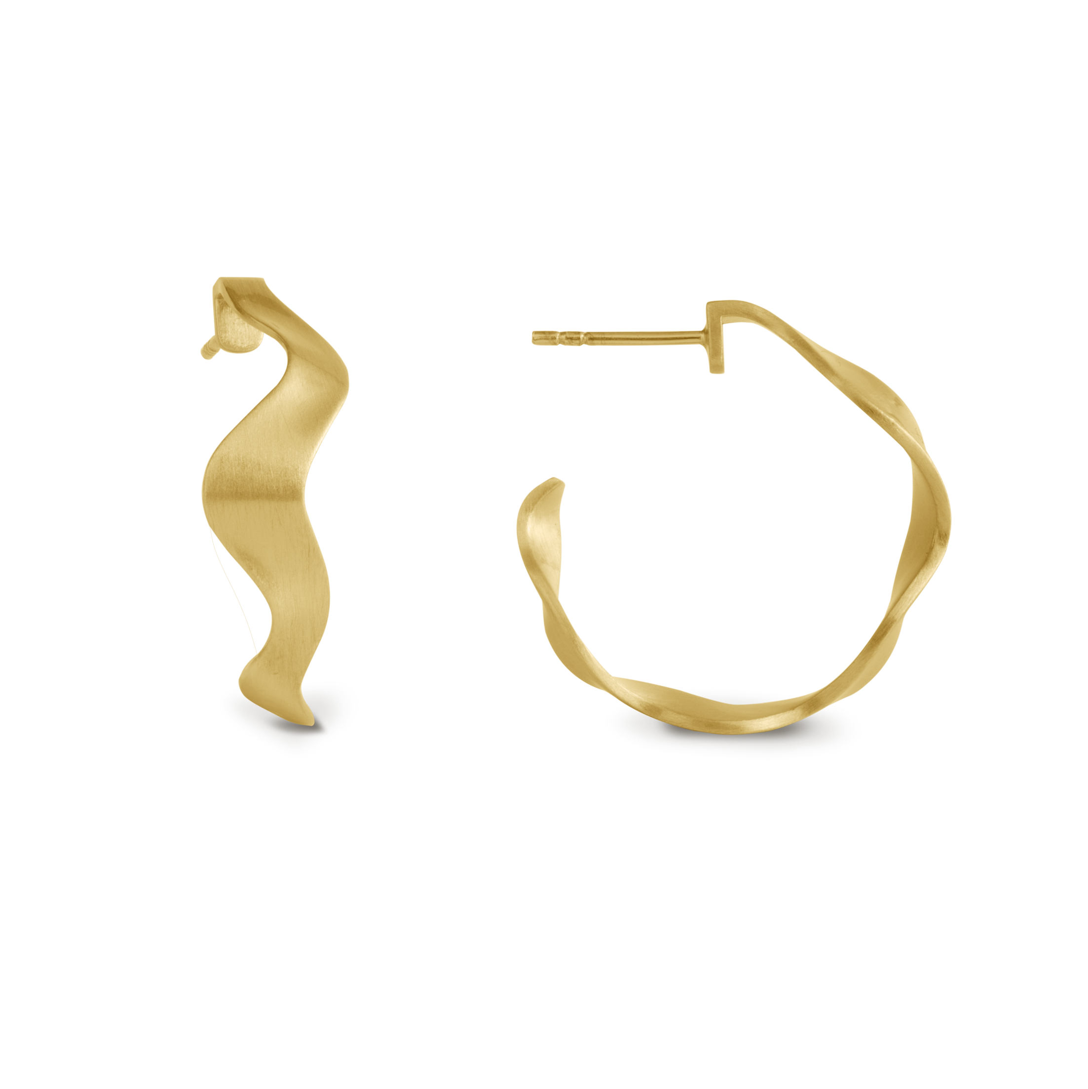 Bybiehl Wave øre Hoop Guldbelagt Sølv 3703 - Bybiehl Øreringe  - 1233690187426