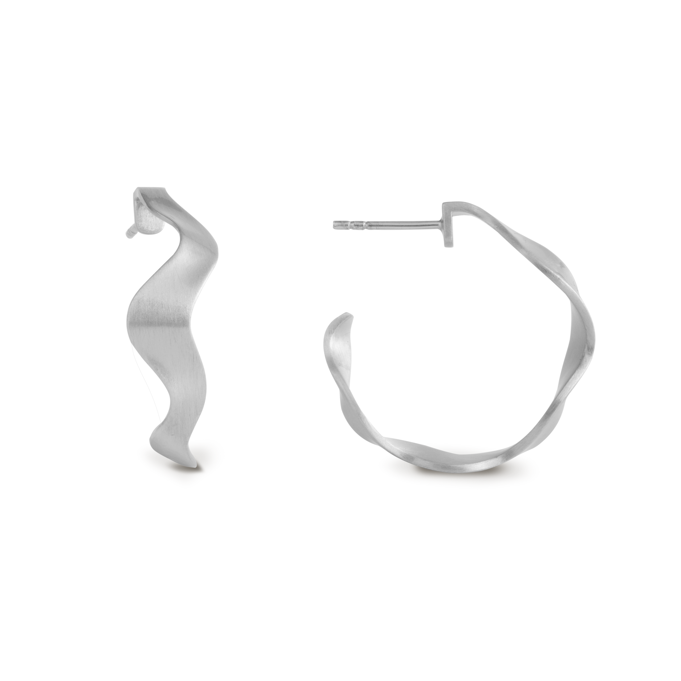 Bybiehl Wave øre Hoop Sølv 3703 - Bybiehl Øreringe  - 1233690187433